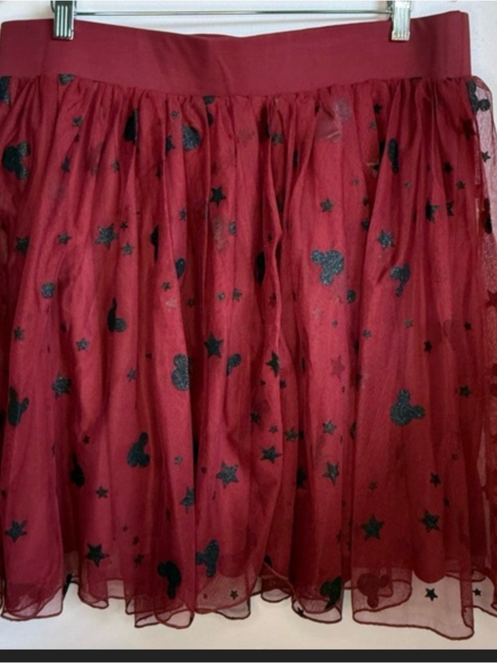 torrid Burgundy Tulle Mini Skirt with Black Star & Mickey Mouse Minnie Mouse